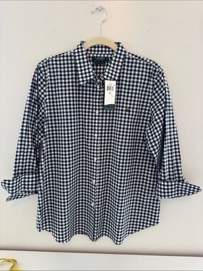 Lauren Ralph Lauren Navy & White Gingham Button-Down Shirt